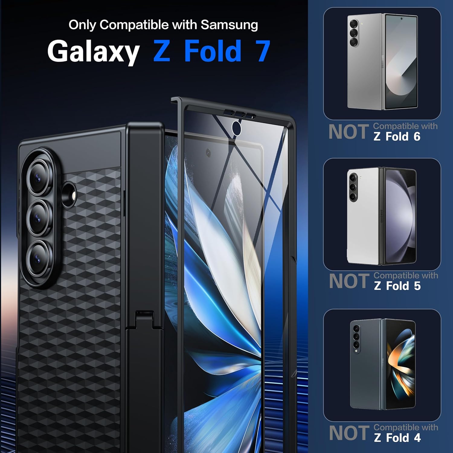 Magnetic for Samsung Galaxy Z Fold 7 Case,[Built-in Screen Protector] [Hinge Protection] [Kickstand][Compatible with MagSafe] Full Body Protective Phone Case for Galaxy Z Fold 7 Black - Image 7