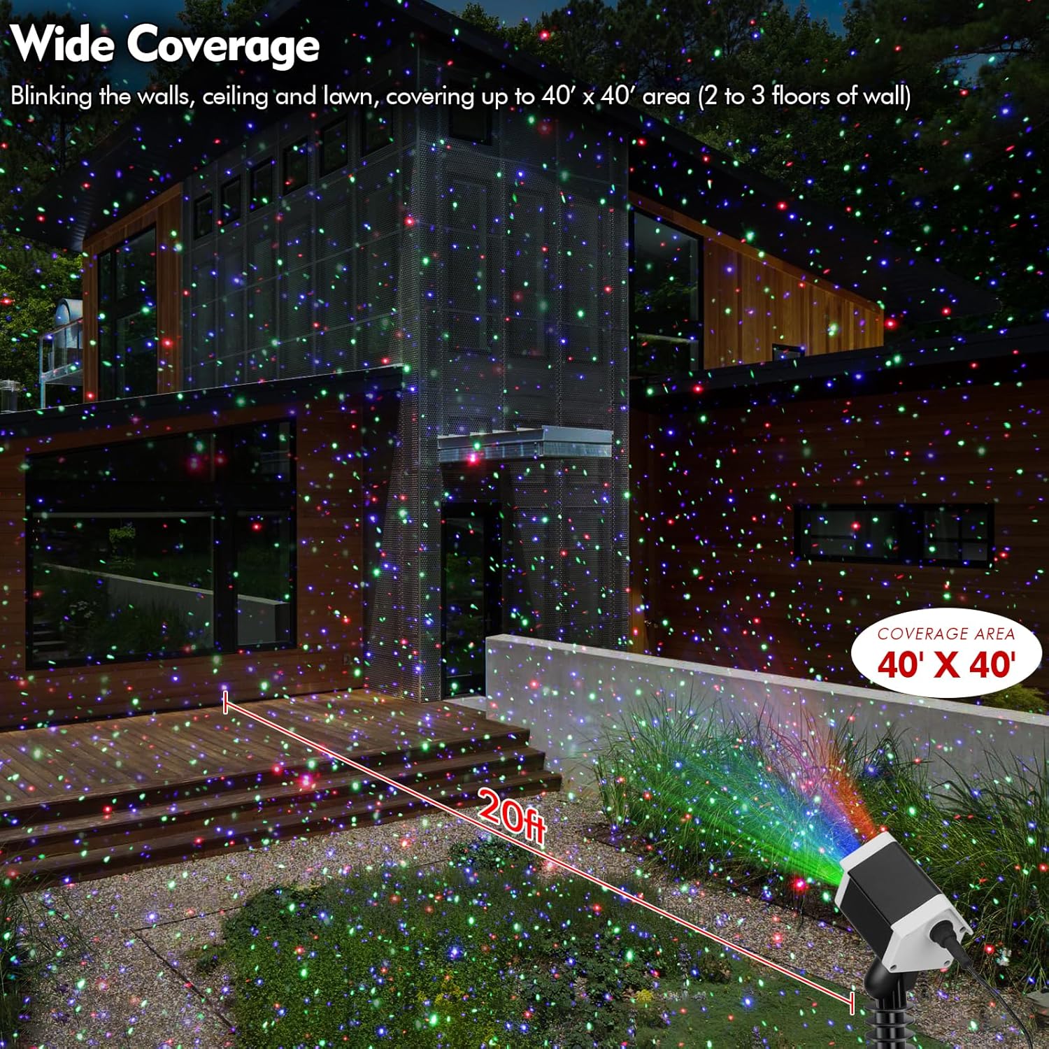 Christmas Laser Lights, Outdoor Garden Laser Lights Star Projector with Moving Firefly for Outdoor, Indoor, Christmas, Holiday (Red Green Blue)