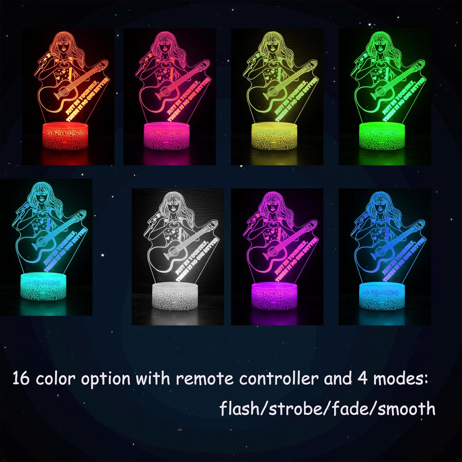 Girls Gift Night Light, Singer Meme Girl Birthday Gift Guitar, 3D Lamp Gifts Toys for Girls with Taylor Quotes Merch Remote RGB Color Changing, Gifts for Fans, Music Lover, Christmas Birthday Women