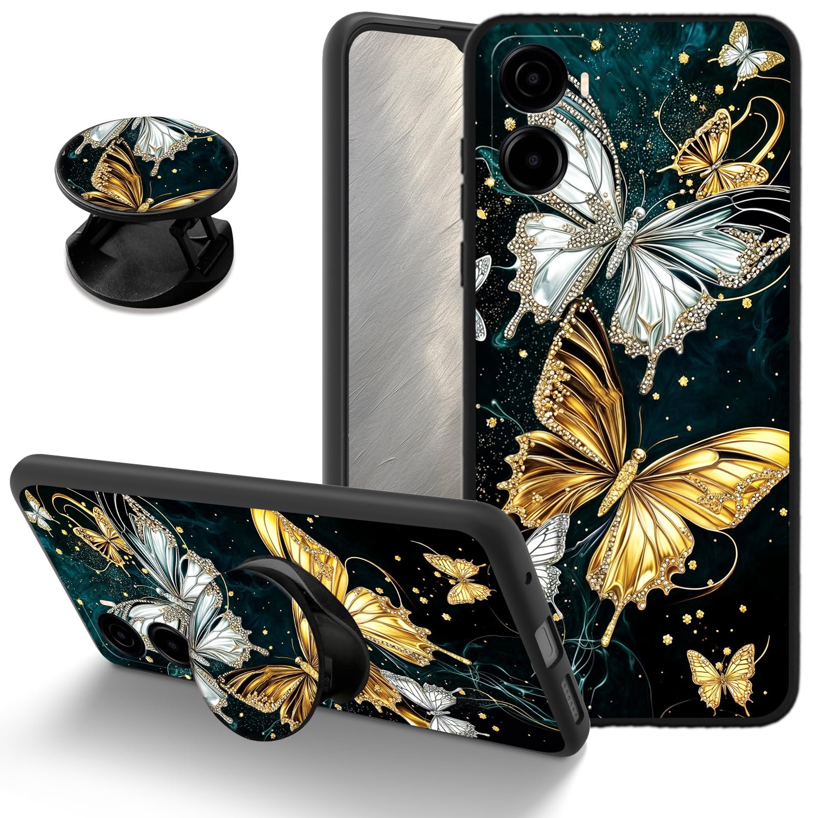 AIRWEE Soft TPU Phone Case for Cricket Magic 2 5G 2024/ATT Propel 2 5G, Slim Protective Cover with Kickstand, Drop Protection Shock-Absorbing Case for