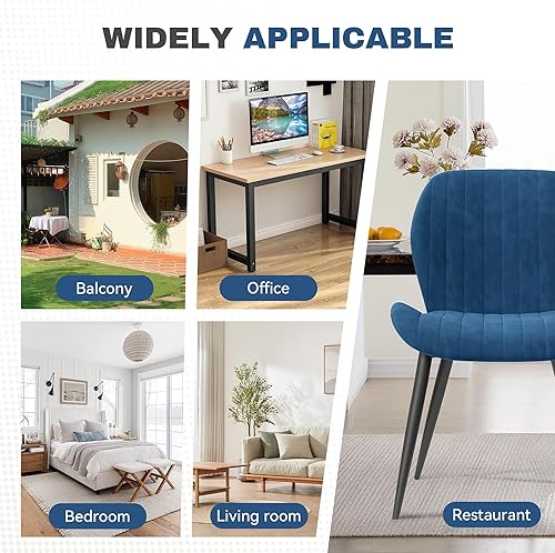 Miniatura 5 de Juego de 6 sillas de comedor modernas de terciopelo para sala de estar, sillas tapizadas de comedor con cojines gruesos, patas de metal, sin brazos,