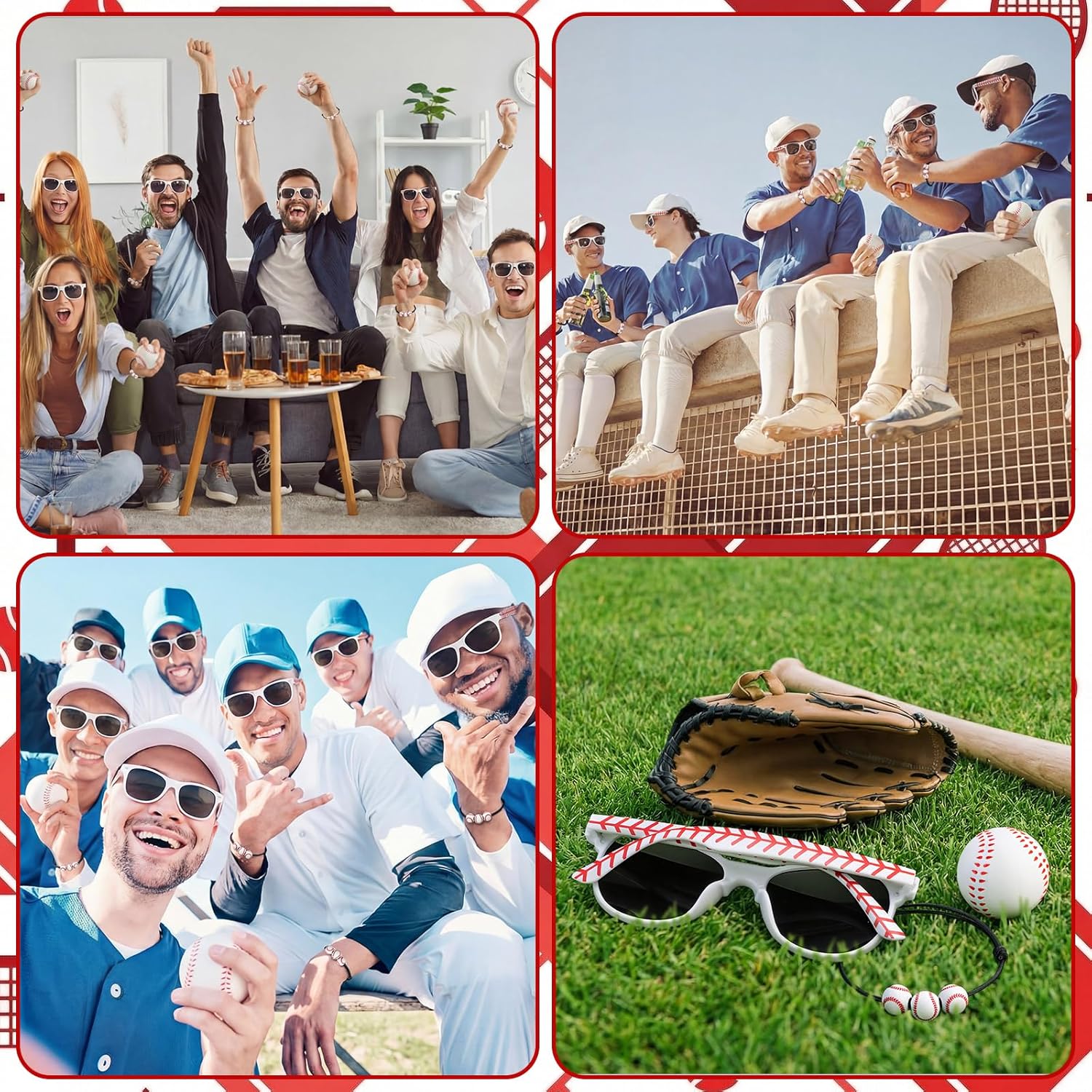 72 Pcs Baseball Party Favors Bulk Baseball 2026 Senior Night Gifts, 24 Baseballs Glasses 24 Baseballs Stress Balls 24 Bracelet Team Rewards Sport Birthday Party Decor for Women Men