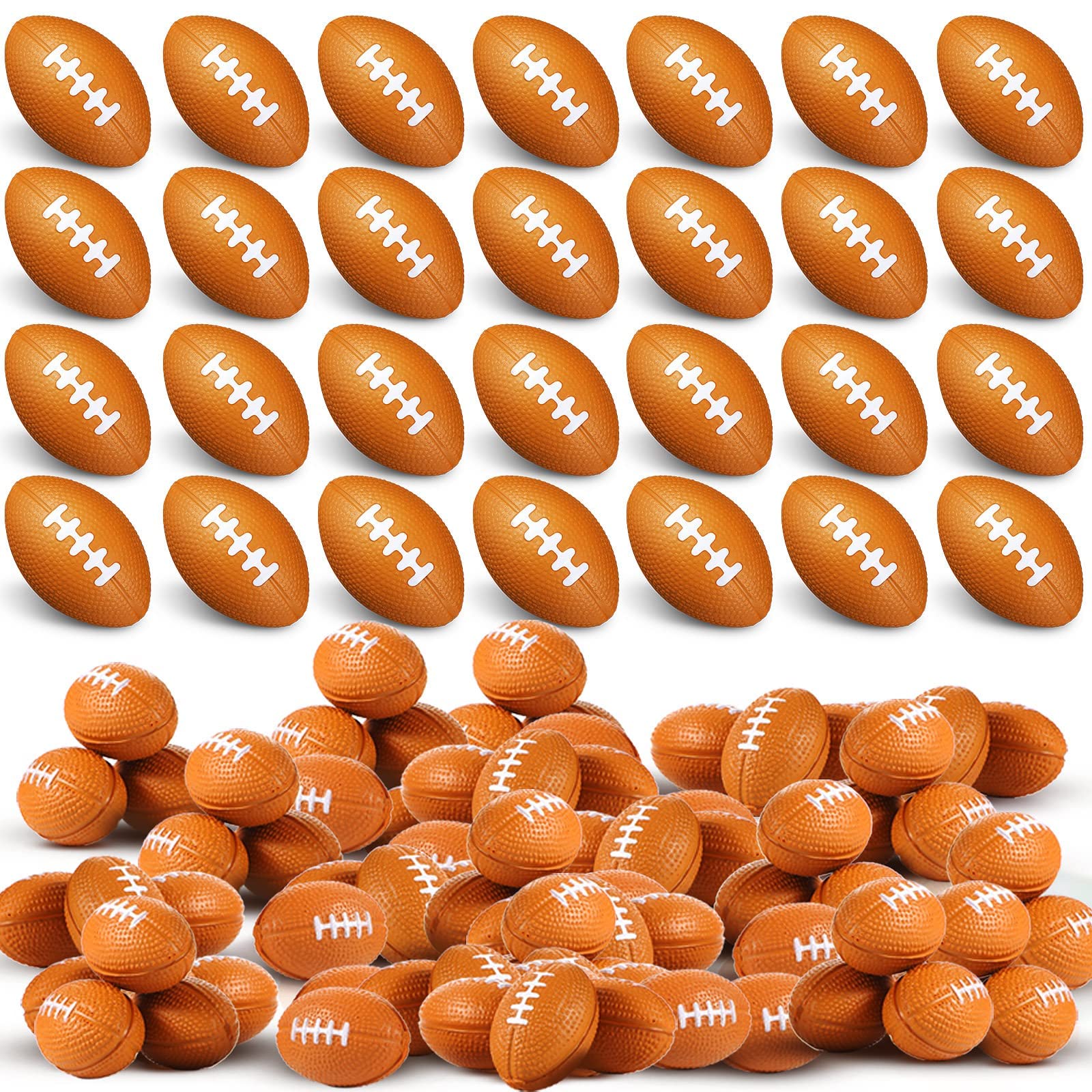 Civaner 100 Packs Mini Football Sports Stress Ball Small Foam Footballs ...