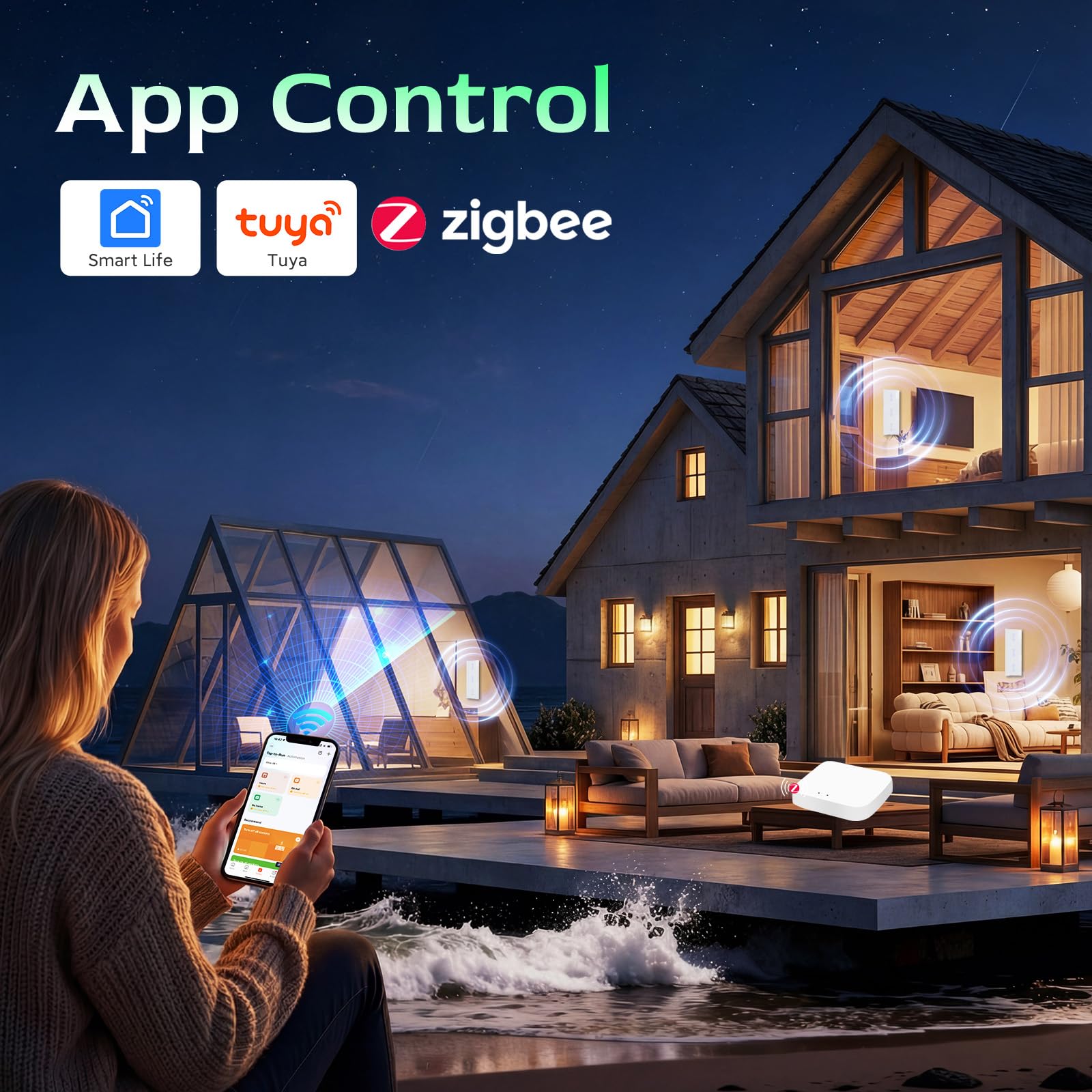 BSEED 3 Fach Smart Rollladenschalter Zigbee Rolladensteuerung für Jalousien, Markisen Jalousienschalter kompatibel mit Smart Life, Tuya APP, Alexa und Google Home Zigbee gateway erforderlich Weiß
