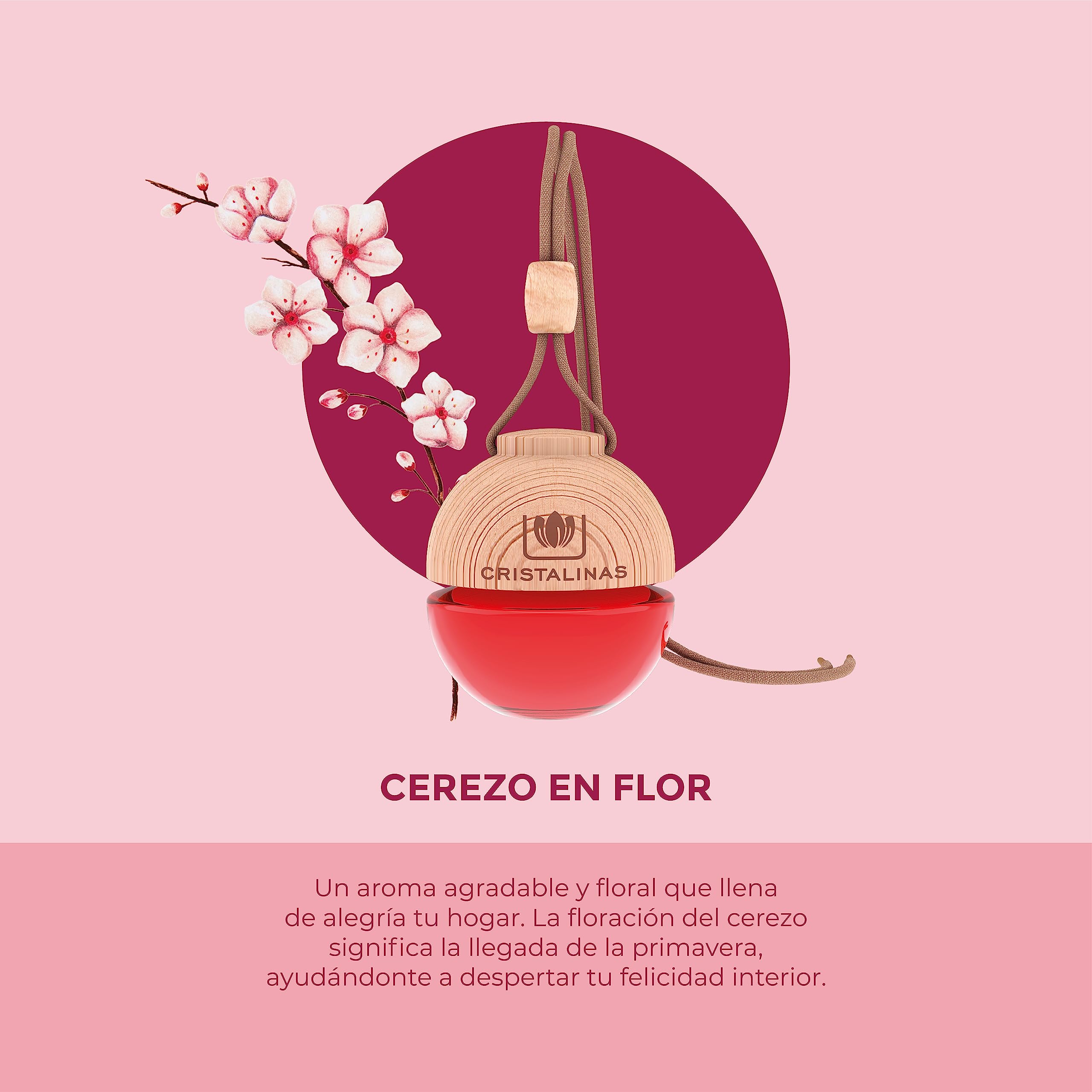 CRISTALINAS | Pack 12 Ambientador Esfera para Coche| 100% Puro | Absorbe Olores | Pack Ahorro | Larga Duración 8 Semanas | 6 ml | 0% Alcohol (PACK 12, Cerezo)