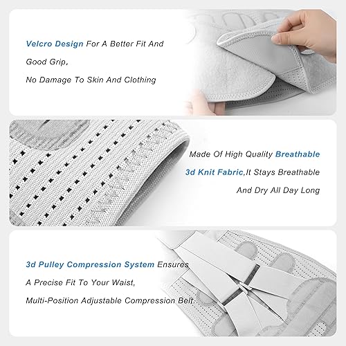 Miniatura 5 de Soporte de espalda para aliviar el dolor de espalda baja para mujeres, cinturón de apoyo lumbar ajustable, malla transpirable para hernia de disco,