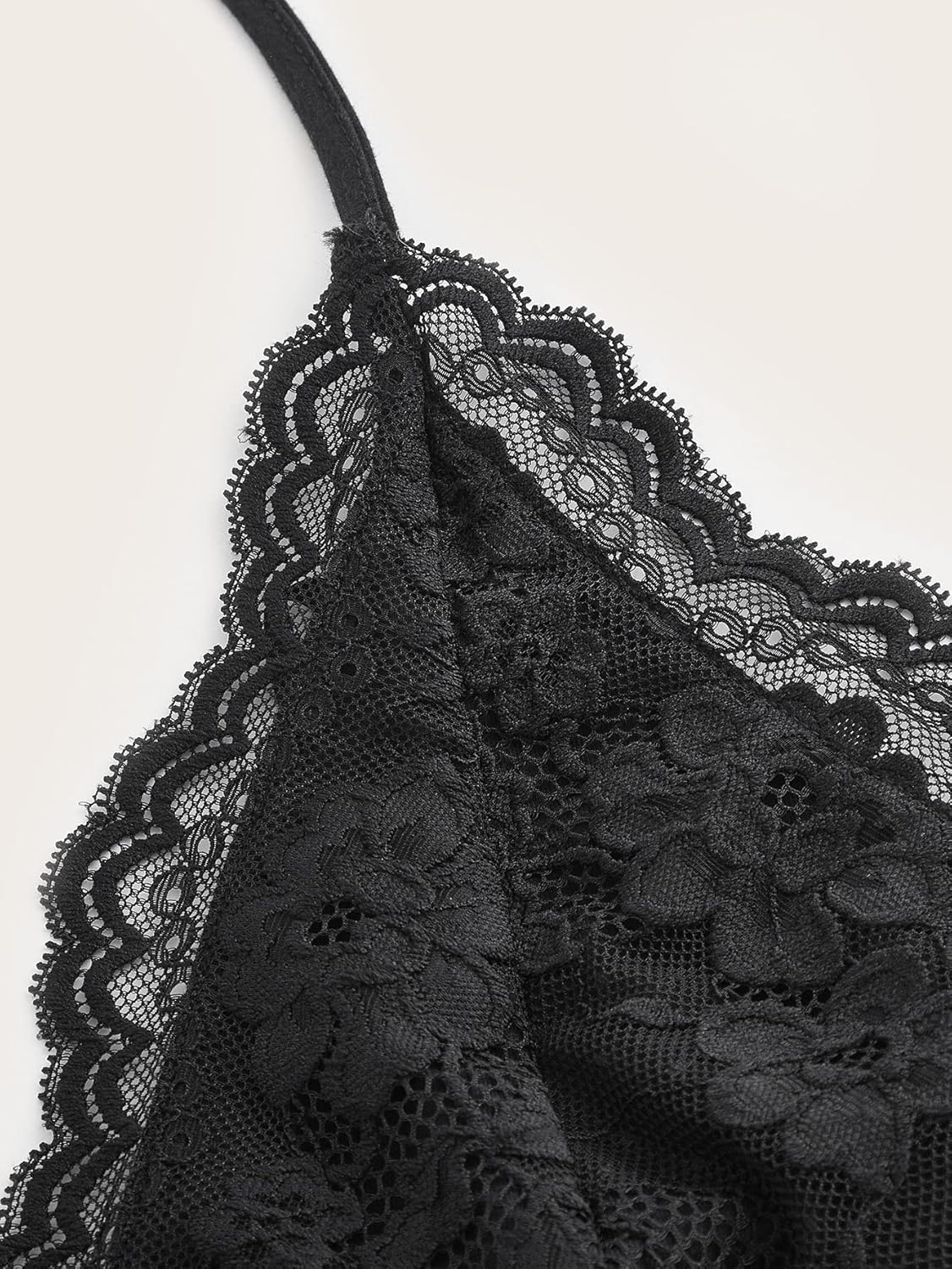 SHENHE Women's Halter Contrast Lace Ruched Backless Tie Back Party Cami Top - Image 3