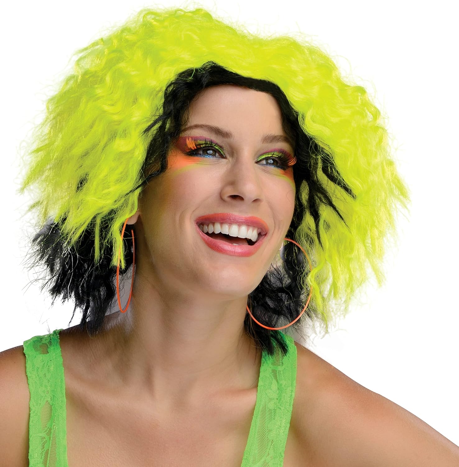 Rubie's Chic Wig, Neon Pink/Black, One Size