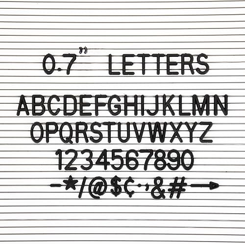 Vista 2 de Letras para tableros de letras de fieltro, 300 piezas, incluyendo caracteres, números y símbolos de 0.7 pulgadas para tableros de mensajes de Negro
