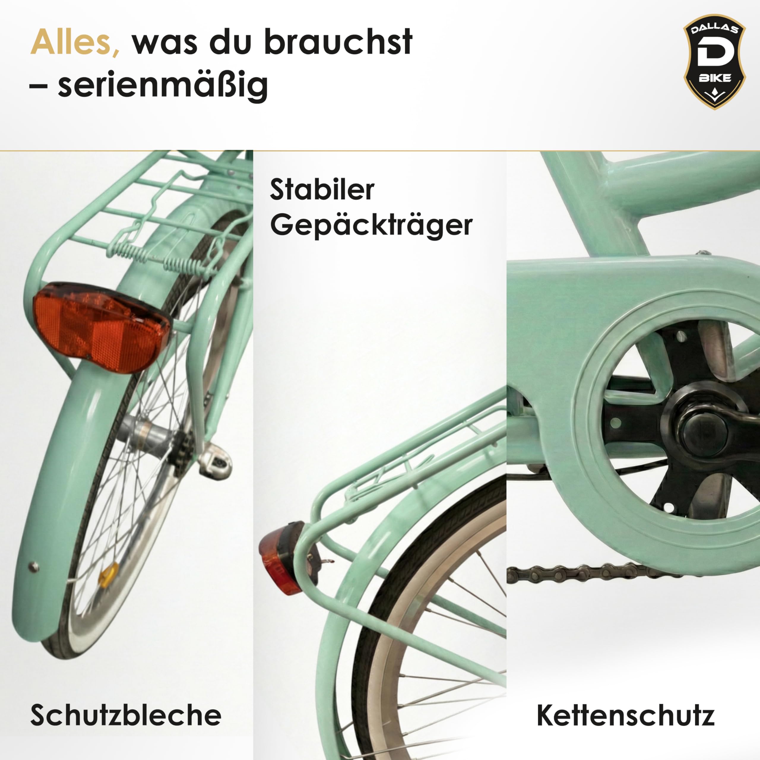 Fahrrad 26 Zoll - Bequemes Cityrad für Damen und Herren - mit 3-Gang Shimano Schaltung - Komfortabler Tiefeinsteiger für Stadt und Pendler - Dallas City