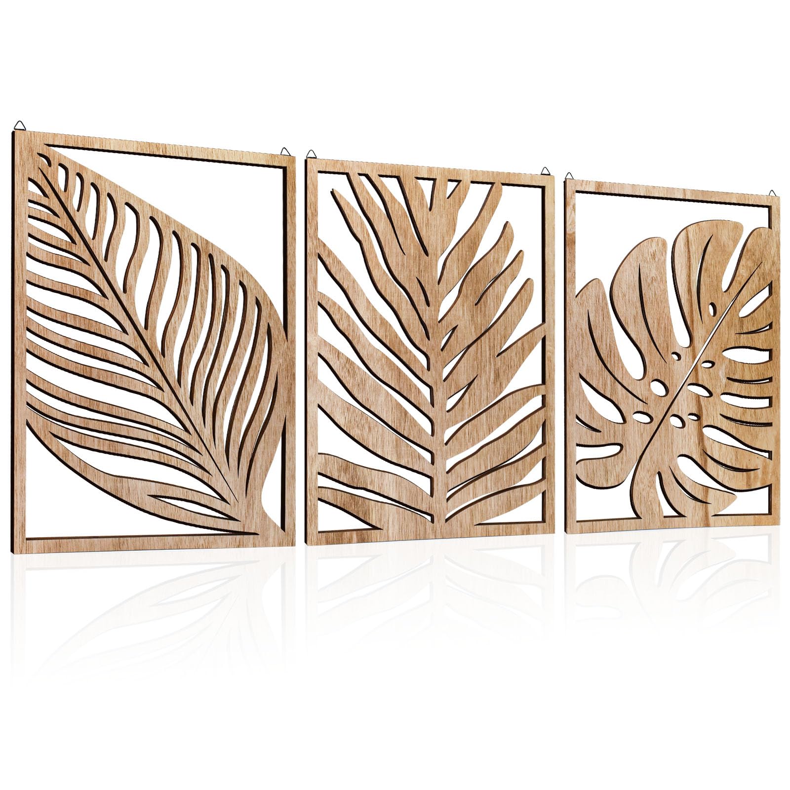 Haohai 3pcs Wooden Wall Art, Mountains Decor Single Line Minimalist Decor Mountain Wall Art, Abstract Mountain Line Wood Wall Decors Hanging for Living Room Bedroom Bathroom Home Decors (Khaki)