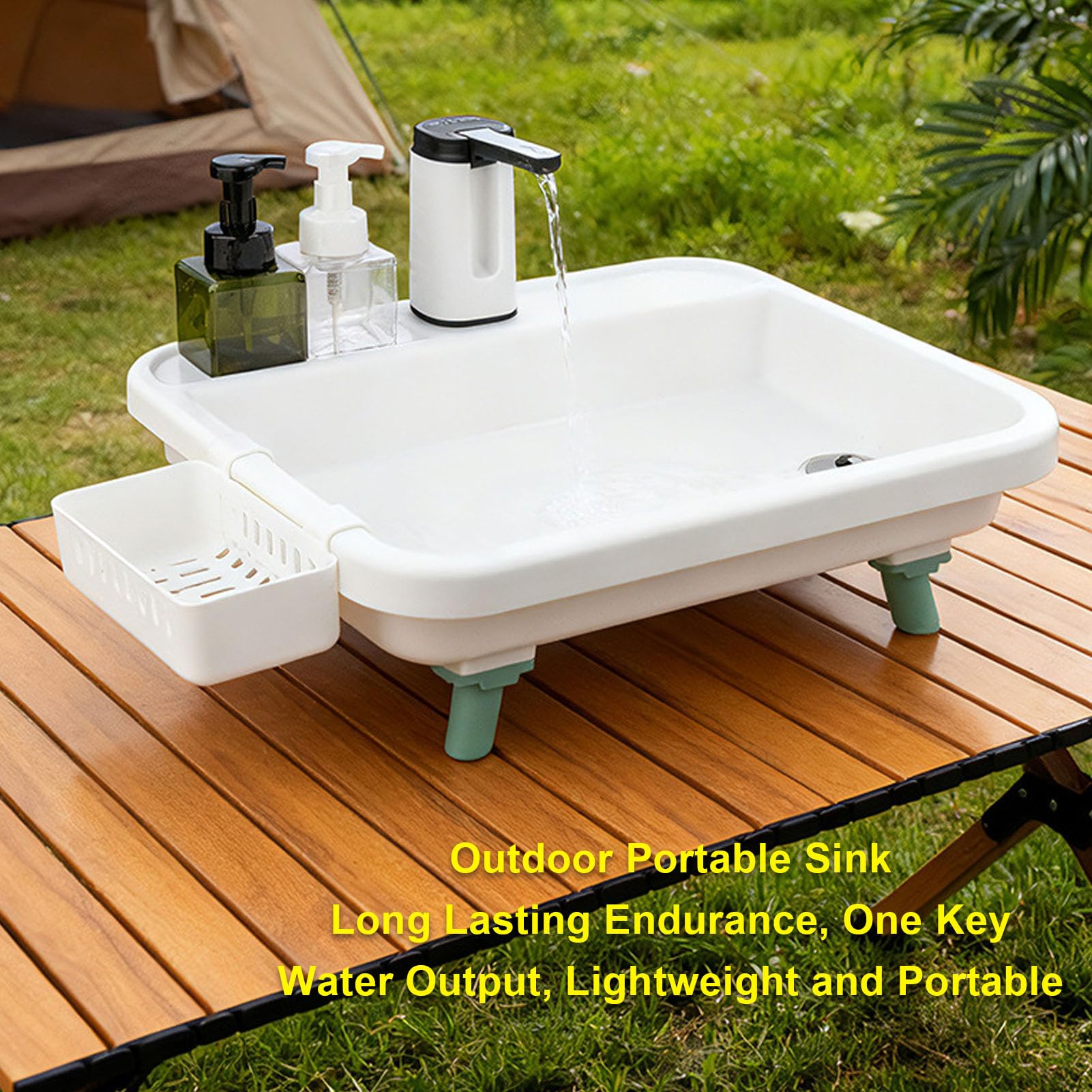 Lavabo Portátil para Camping con Bomba de Agua Eléctrica