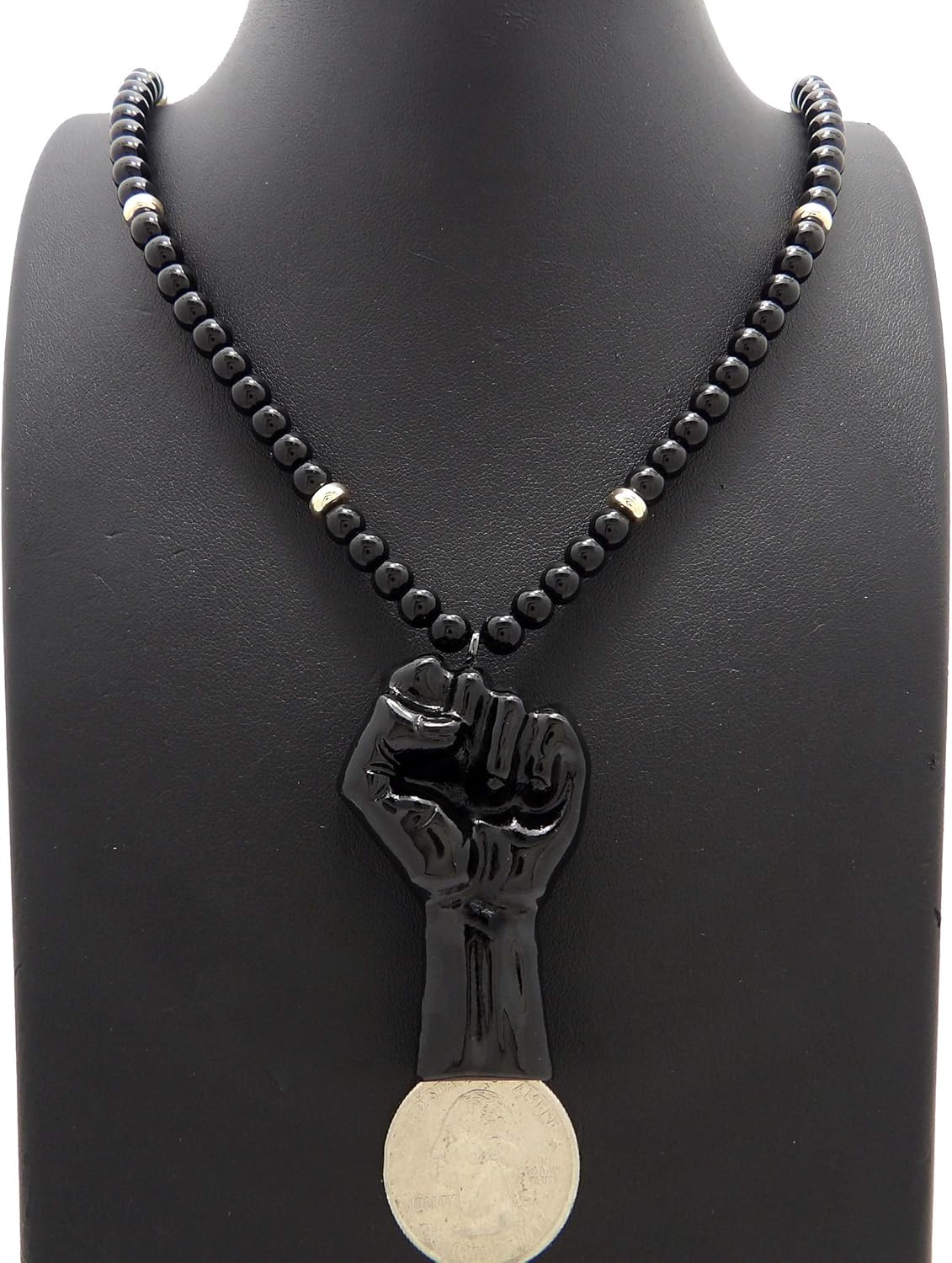 CBC Crown Large Power Fist Pendant 8mm 24"/27"/30" Wooden Bead Necklace Pan African Colors