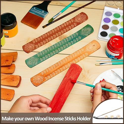 Vista 6 de Handmade Wooden Incense Stick Holder Wood Incense Burner Ash Holder Trays for Sticks Home Utilities Accessories and Buddha Hall(24 Pieces)