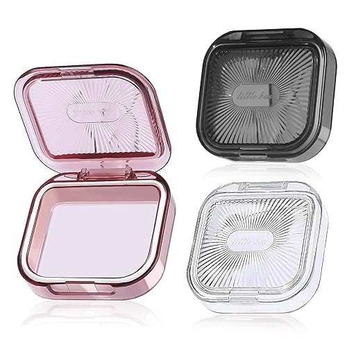 ISKYBOB Juego de 3 fundas de retención portátiles, contenedor delgado para protección bucal, estuche creativo para dentadura, soporte cuadrado para