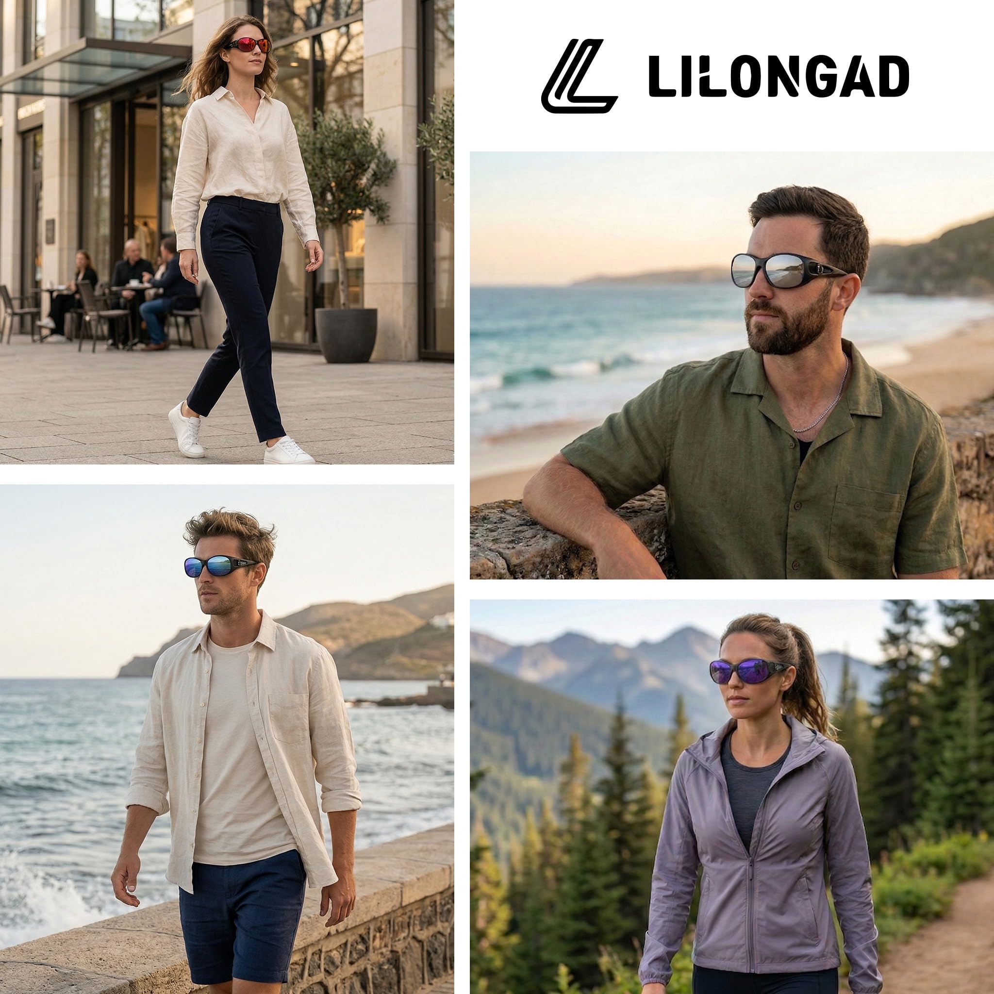 Lentes de sol polarizados que se ajustan sobre envolventes, evitan daños oculares por los rayos ultravioleta, antirreflejos, peso ligero, 100% protección UV para hombres y mujeres, espejo