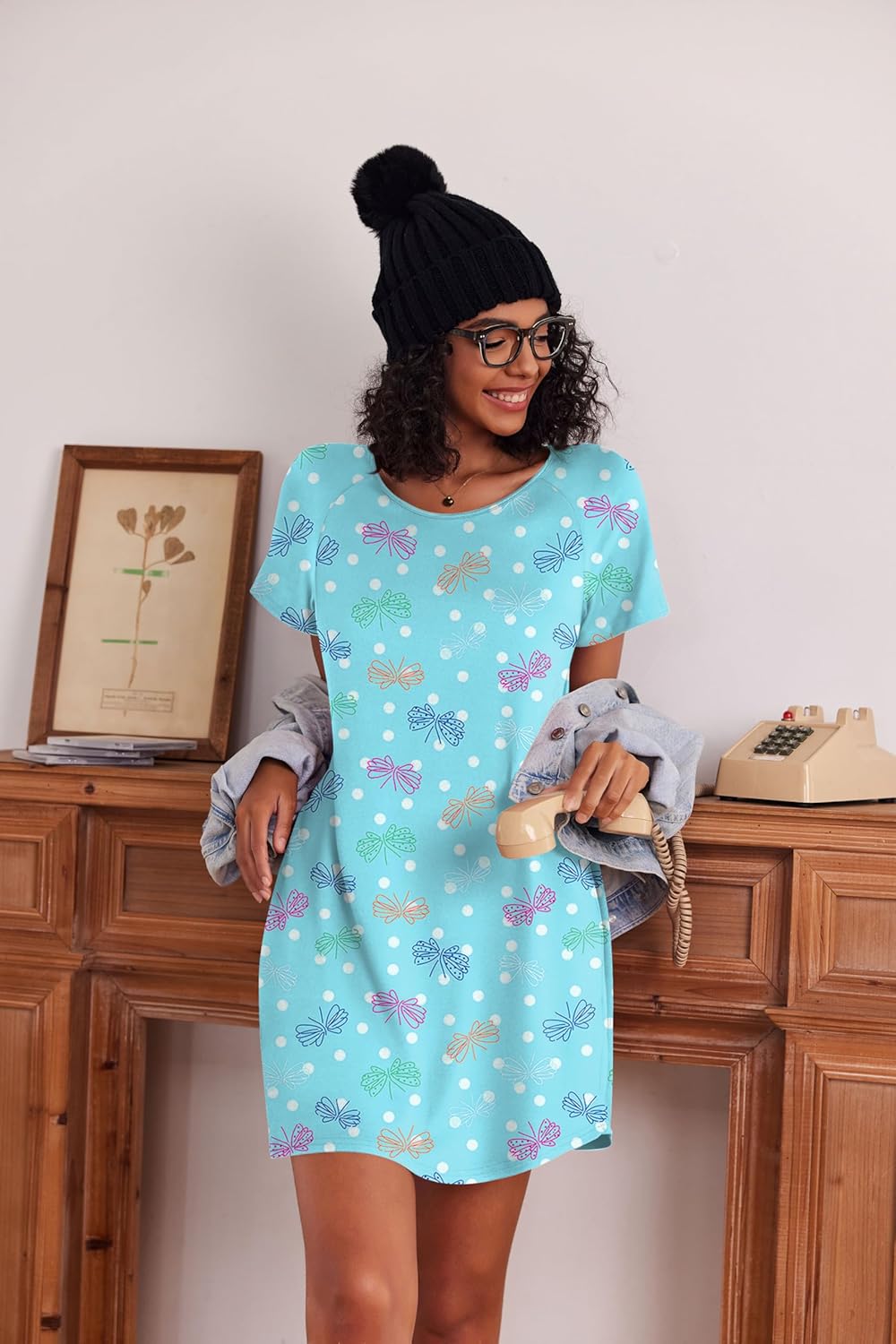 Ekouaer 3 Pack Nightgowns for Women Short Sleeve Sleepshirt Button Down Nightshirt Soft Pajamas Dress Casual Sleepwear - Image 6