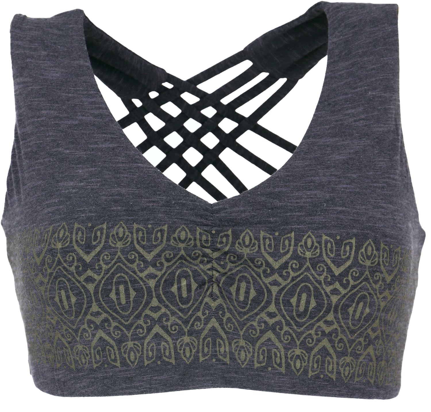 Top Corto Yoga Donna Guru Shop, In Cotone Biologico, Elasticizzato, Marrone, Senza Maniche, Stile Etnico, Taglie 36-42