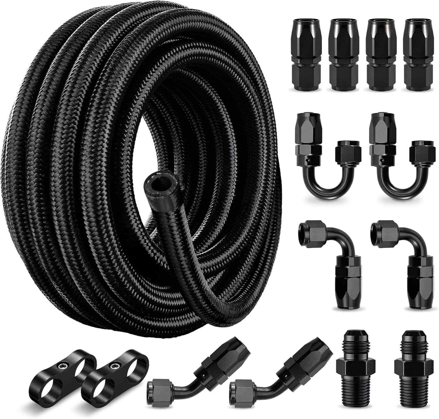 EVIL ENERGY 6AN Fuel Line Kit, 6AN Hose Nylon Braided Fuel Line Hose Fitting Kit CPE Fuel Hose 20FT