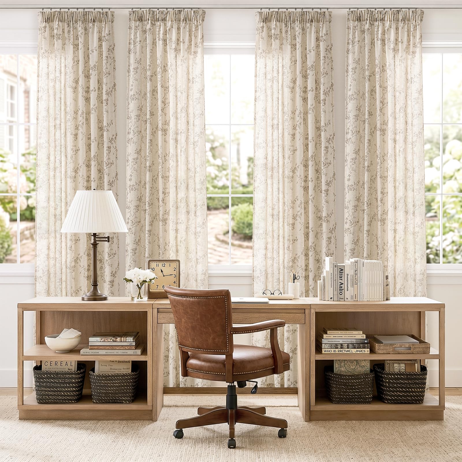TOPICK Cortinas para Salón de Lino Modernas 2 Piezas 140An x 260Alcm Marrón | Cortinas para ventanas translúcidas con cinta fruncidora de dormitorio, cortinas de estilo rústico, bohemio, para Privacidad