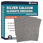 Ceeport Ag Silver Calcium Alginate Wound Dressing Pads, 4\'\'x4\'\' Patches, 10 Individual Pack, Soft Silver Dressings for Wound Care, Gentle Highly Absorbent Dressing, Non Stick Gauze Pads for Wounds