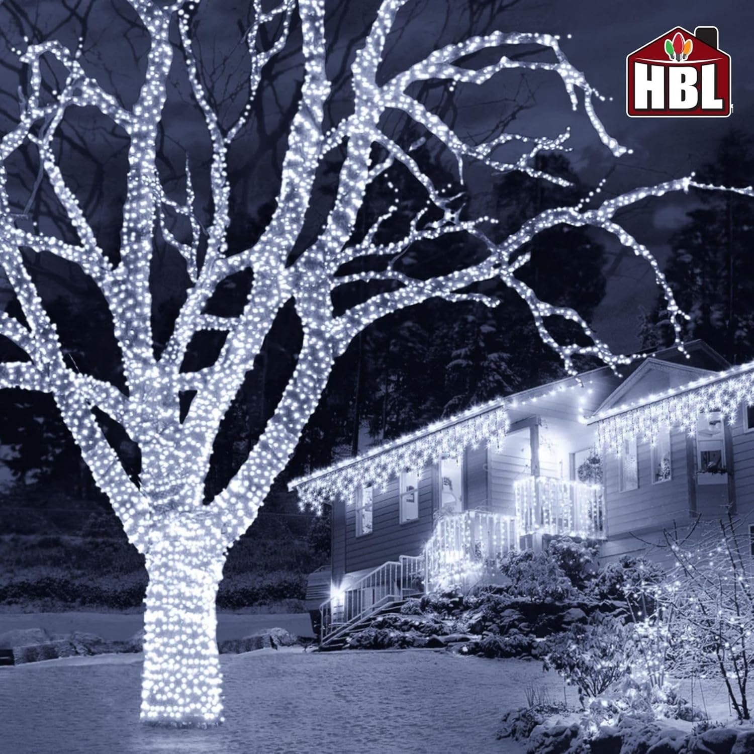 Holiday Bright Lights Rice Lights 36FT, 500 Twinkling LEDs, Connectable Indoor/Outdoor Decorative String Lighting, Pure White Glow