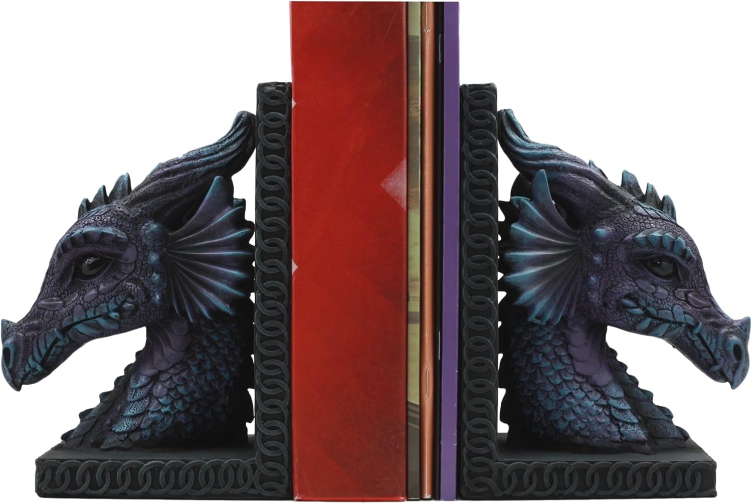 Ebros Purple Beauty Nimrod The Legendary Dragon Head Bookends Set of Two Statue 7.5" Tall Mythical Fantasy Dragon Home Decor