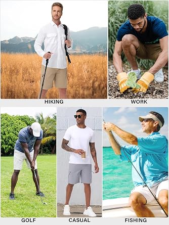Satankud Men's Cargo Hiking Shorts 9 Lightweight Golf Shorts for Casual Work Travel Outdoor 5 Zipper Pockets