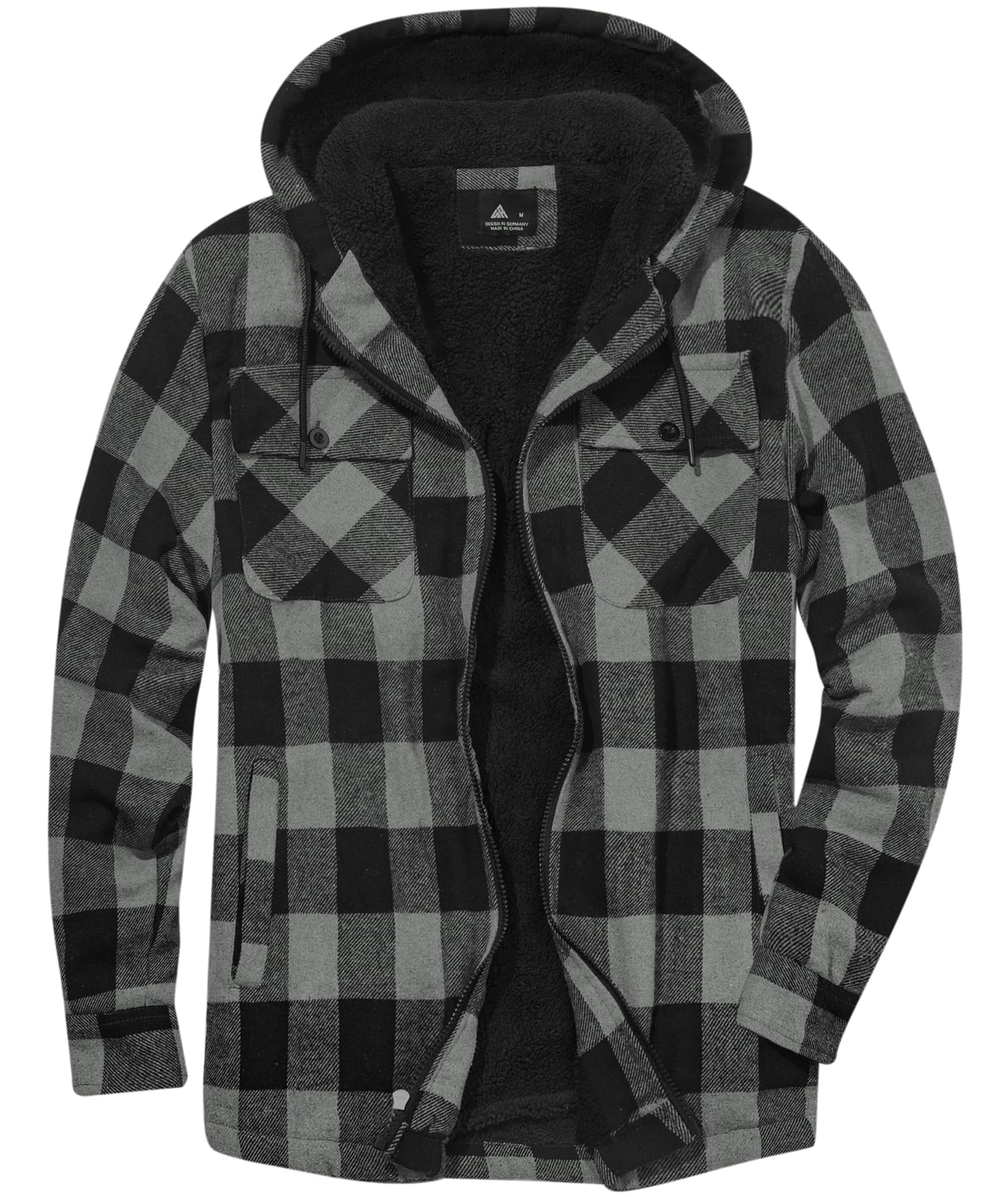 JACKETOWN Giacca Uomo in Pile Con Cappuccio Camicia in Flanella a Quadri Giacca Intermedia Calda E Imbottita Giacca Casual Con Tasche Ideale per Autunno E Inverno