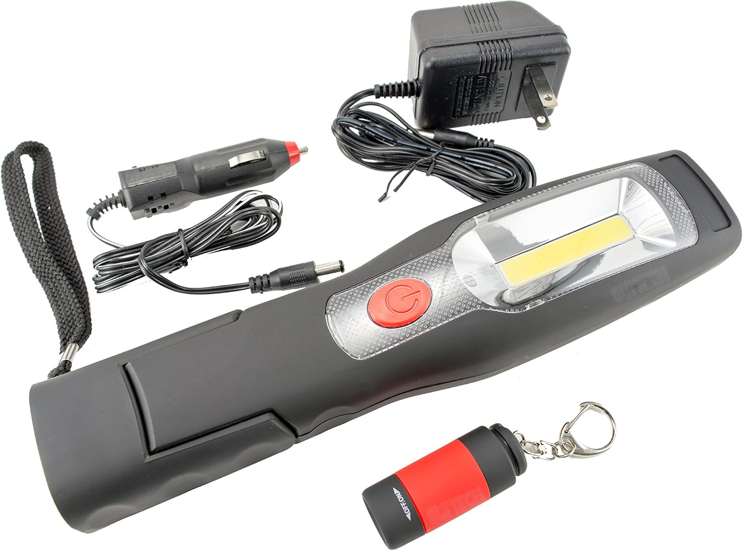 Rechargeable Magnetic LED Work Light with Adjustable Base Stand and Hooks - Spot and Flood Lights Combo - Portable and Heavy Duty - with Auto and Wall Charger - for Industrial Construction Garage Use