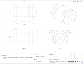 Thomson FNYBU08OPN FluoroNyliner Open Bushed Bearing, Preloaded.500 Bore