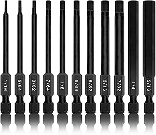 Neiko 01147A Allen Wrench Drill Bits, 11-Piece Hex Drill Bit Set, SAE Sizes 1/16" to 5/16", Magnetic Hex Head Bits, 3" Quick Release Shanks, S2 Steel, Compatible with Power Drills and Impact Drivers