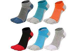 Men's Wool Tabi Cotton Flip Flop Socks Athletic Crew Two Toe 5/6 Pack