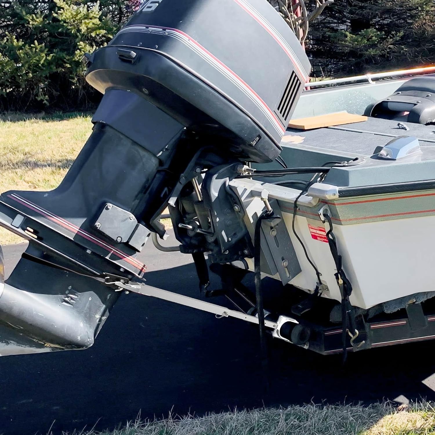 Adjustable Transom Saver from 23 to 35 Inches, Boat Motor Support with Heavy-Duty Composite Head Holds Engine, Roller and Trailer Mounts