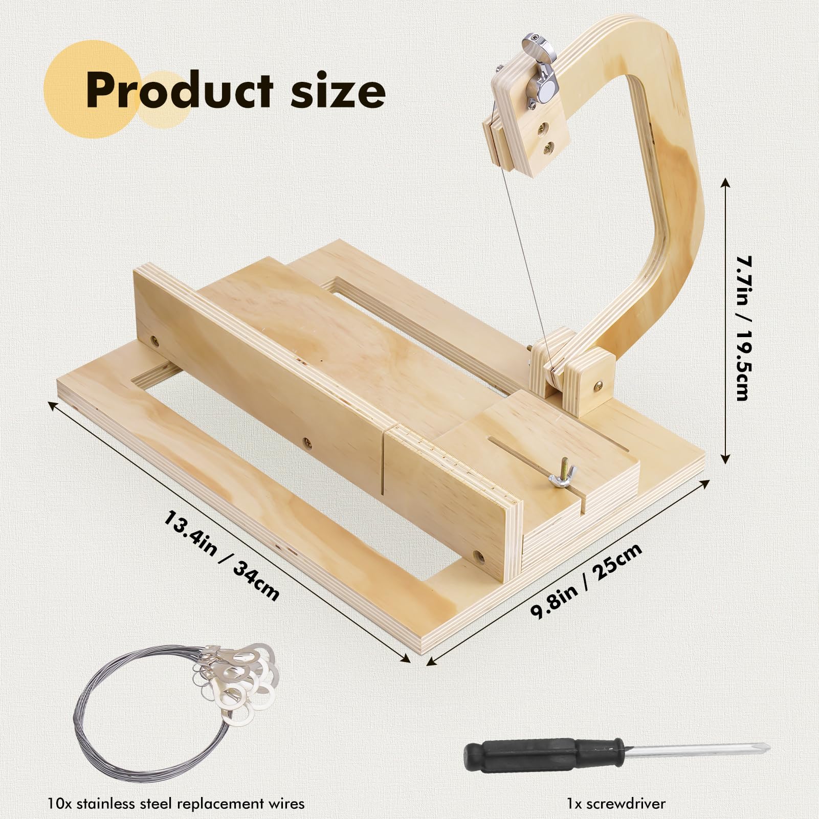 Kartols Coupe-savon en bois, réglable, fait à la main, parfait pour la fabrication de savon, trancheuse à pain, outil essentiel pour les amateurs d'artisanat