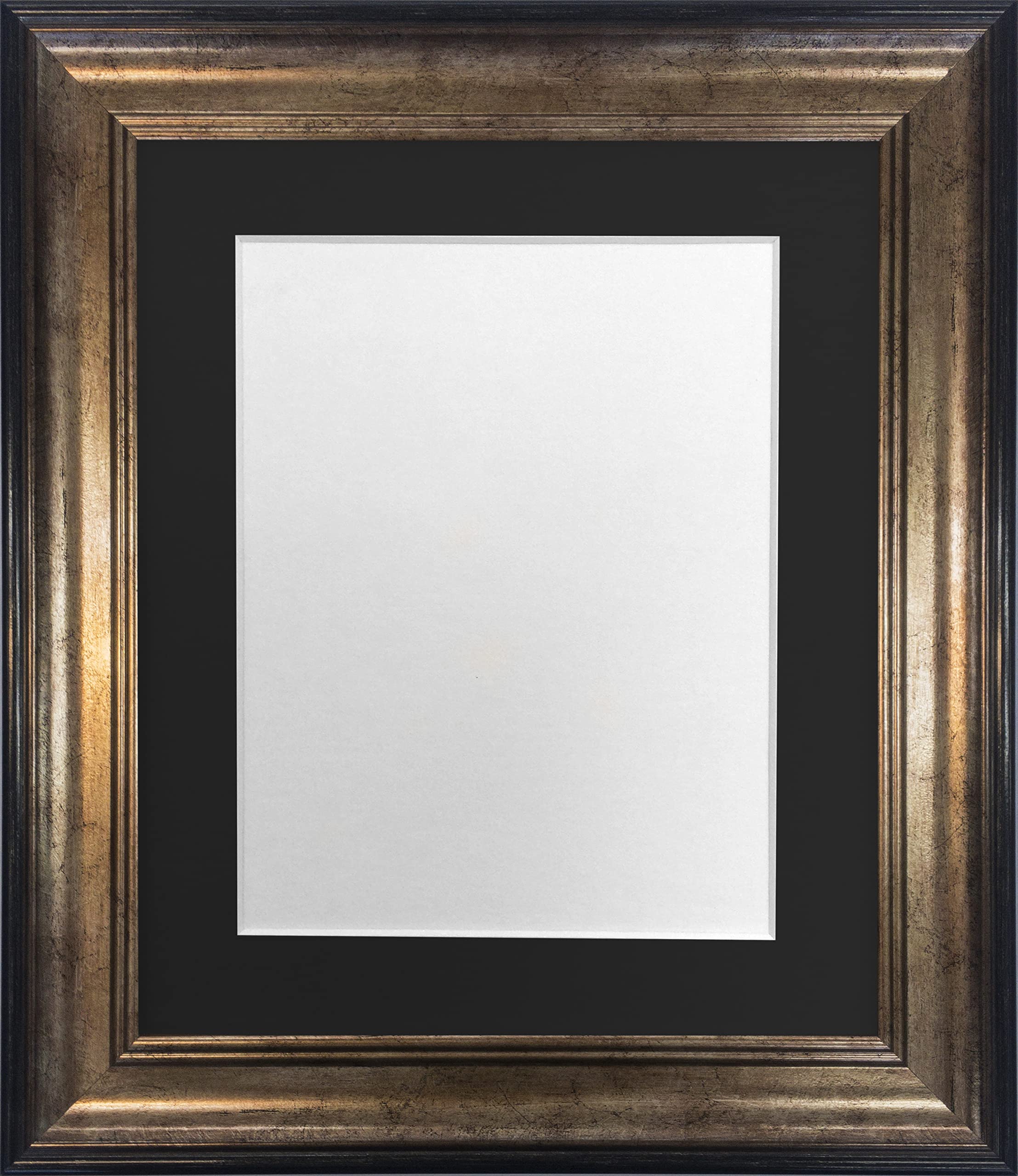 FRAMES BY POST Scandi Black & Gold Picture Photo Frame with Black Mount A2 Image Size A3