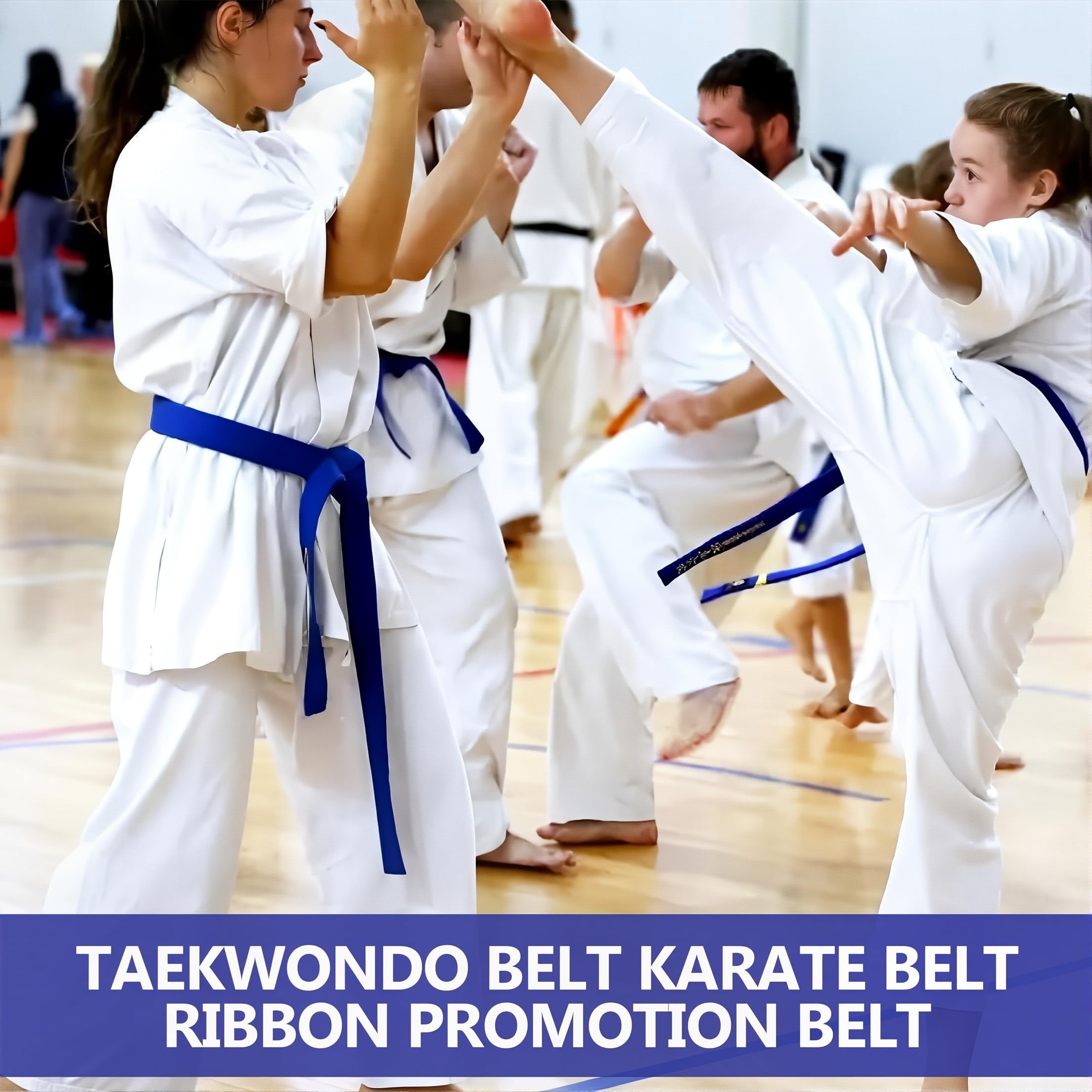 Ceinture de Taekwondo 240 cm, Bleue, Taille Unique, Pour Adultes et Enfants, Niveau 4, Pour Arts Martiaux