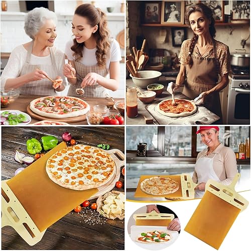 Miniatura 7 de Pala deslizante para pizza, espátula de pizza de pala, la cáscara de pizza que transfiere pizza, pala de cáscara de pizza con asa, espátula de pizza