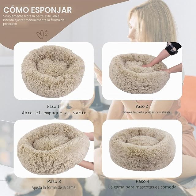 Foto 5 de 7 de BVAGSS Cama de Felpa Deluxe Plush Redonda de Pelo Nido de Donut para Mascotas Deluxe para Gatos y Perros…