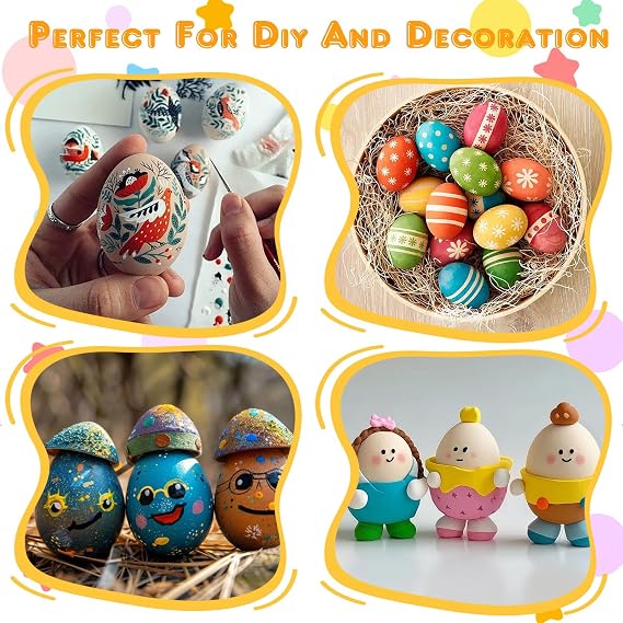 8 Pcs Wooden Fake Eggs 3 Colors Dummy Eggs Help Spawn Poultry Mannequin Eggs Easter Decoration DIY Doodle Craft