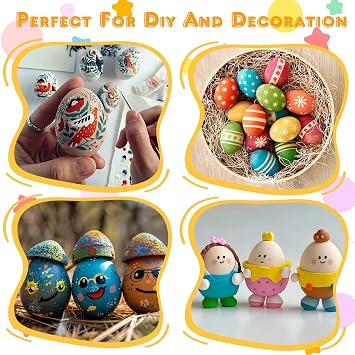 8 Pcs Wooden Fake Eggs 3 Colors Dummy Eggs Help Spawn Poultry Mannequin Eggs Easter Decoration DIY Doodle Craft