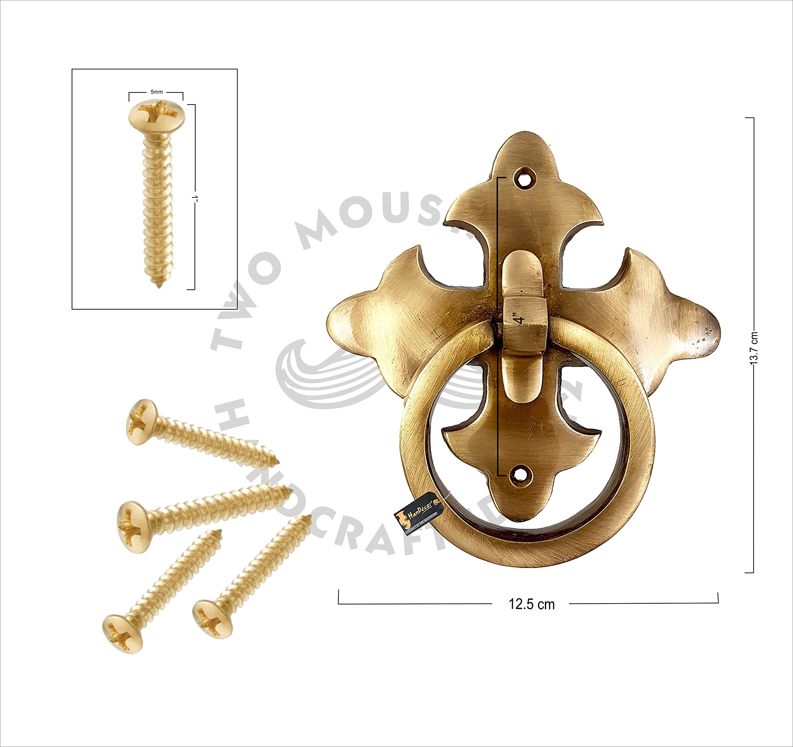 Two Moustaches Roman Design Brass Door Knocker, Door Knockers for Main Door, Door Accessories, Standard; Antique Brown 4