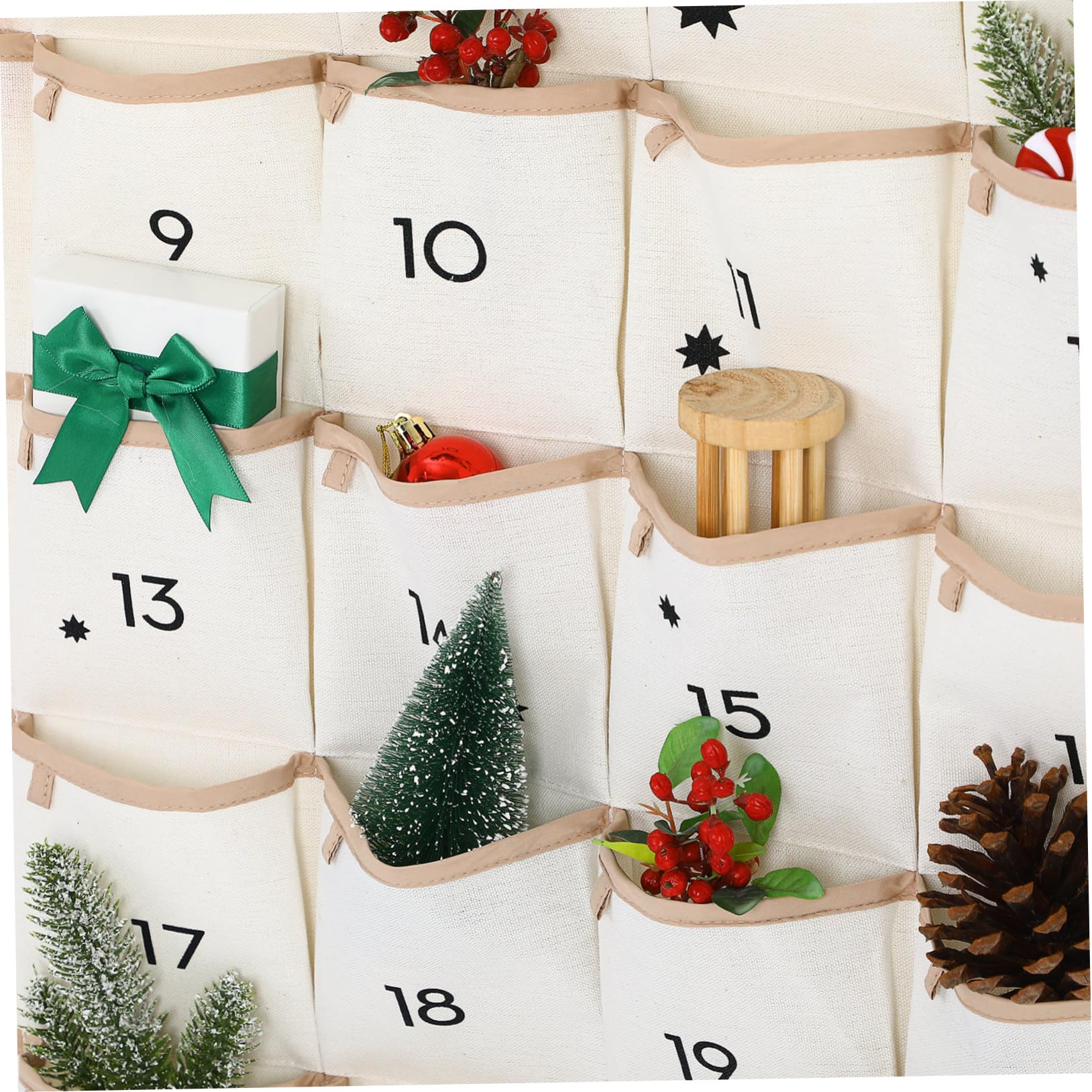 MAGICLULU Sacchetto Natalizio Multifunzionale in Cotone a Forma Abitazione, Lavabile, per Appendere su Muro e Dietro la Porta per Organizzare Decorazioni di Natale