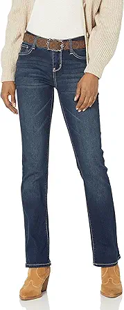 WallFlower Legendary Slim Belted Bootcut Jeans for Women, Sizes 0 to 24