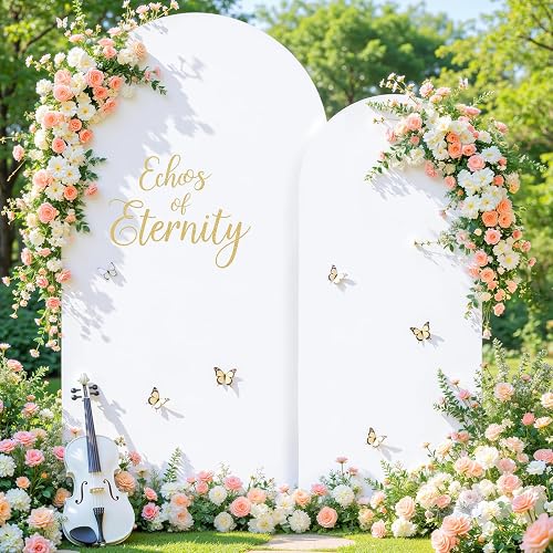 White Arch Backdrop Covers - 6.6FT, 5FT Spandex Fitted Wedding Arch Stand Covers Round Top Chiara Arch Backdrop Cover for Wedding Birthday Party Decoration