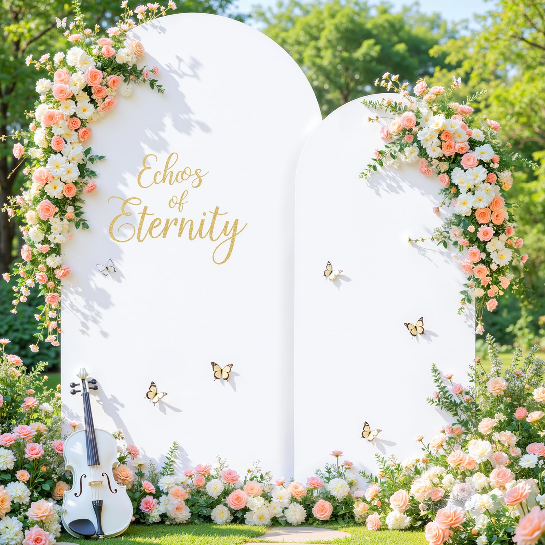 White Arch Backdrop Covers - 7.2FT, 6FT Spandex Fitted Wedding Arch Stand Covers Round Top Chiara Stretchy Arch Backdrop Cover for Valentines Wedding