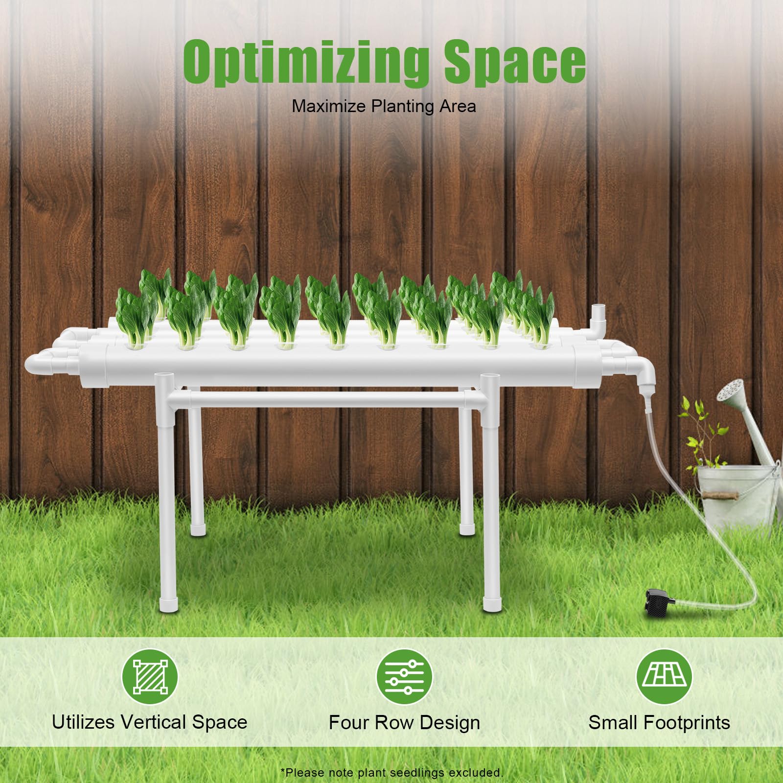 Kit de culture hydroponique 36 trous 4 tubes Système hydroponique d'intérieur Kit complet de culture hydroponique en PVC avec tubes en U à 1 couche pour légumes, jardin fleuri