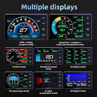 MH Obd2 Gauge Display Heads Up Display 4.3-inch TFT LCD Screen Multi-Function Digital HUD Gauge Cluster with Speed RPM Boost for All Car