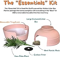 Vista 103 de Good Pet Stuff Kit original de caja de arena oculta y forro reutilizable, maceta redonda cerrada con plantas artificiales, sistema de filtro de olor