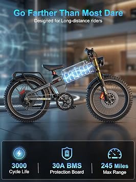 ANIIOKI 6000/7000W Dual Motor Electric Bike,46MPH 300Miles Long Range eBike,60/72V 70Ah/80Ah Battery,7-Speed,264.8 Fat Tire Electric Bicycles,A9 Pro Max